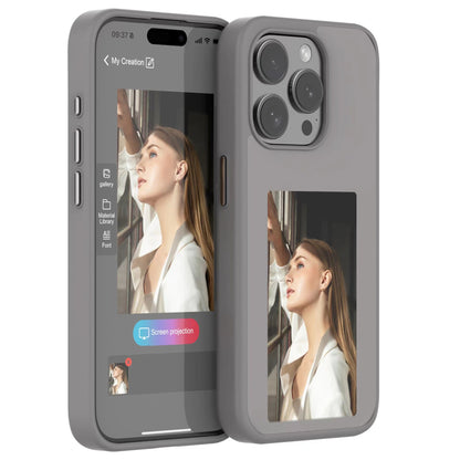 Coque de téléphone à écran Smart E Ink pour iPhone 15 14 13 12 11, coque de téléphone à affichage NFC avec application, coque de téléphone à projection arrière photo intelligente, prend en charge l'affichage d'image de 3,7 pouces