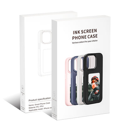 Coque de téléphone à écran Smart E Ink pour iPhone 15 14 13 12 11, coque de téléphone à affichage NFC avec application, coque de téléphone à projection arrière photo intelligente, prend en charge l'affichage d'image de 3,7 pouces